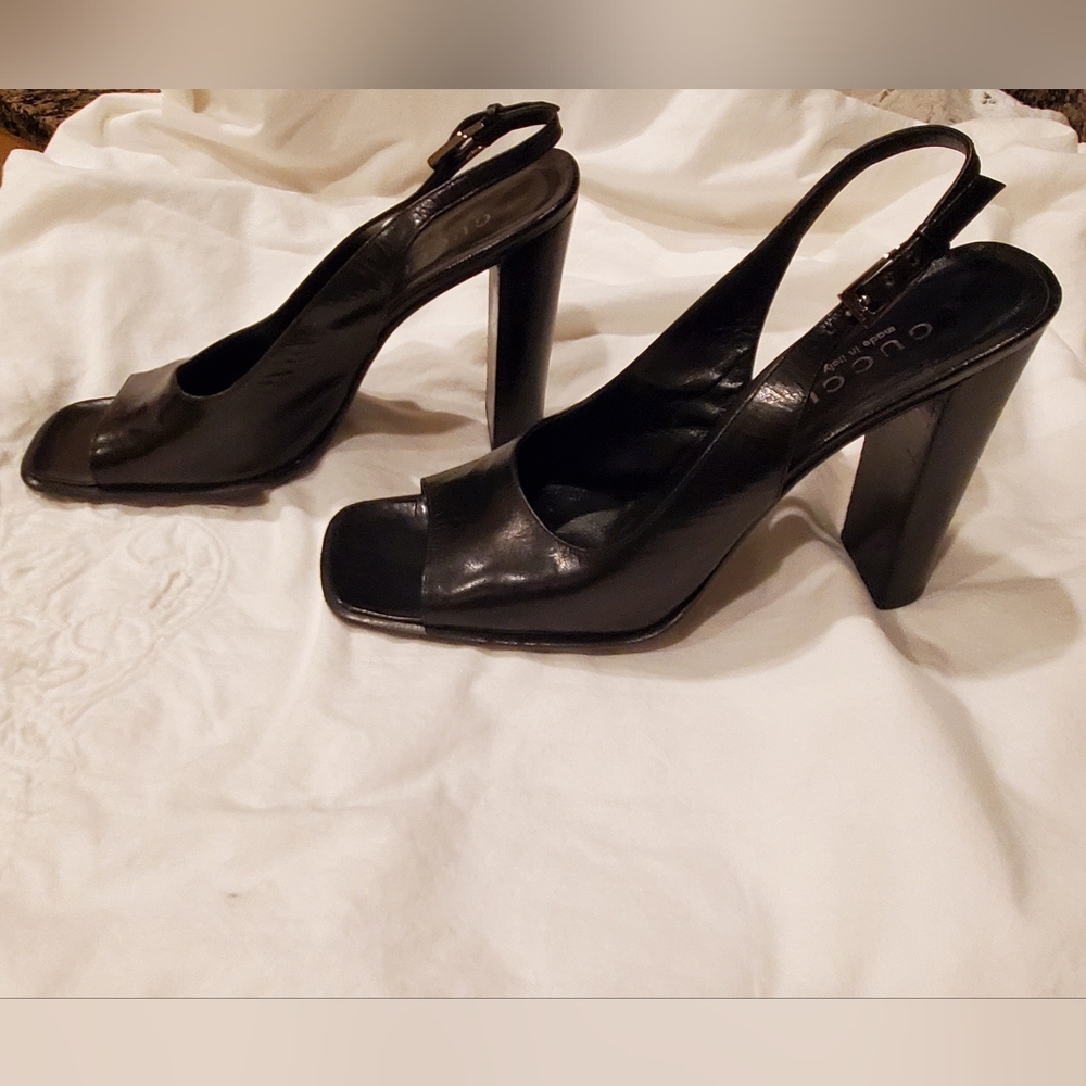 Authentic Gucci Leather Slingback Heels Sz 9.5 B